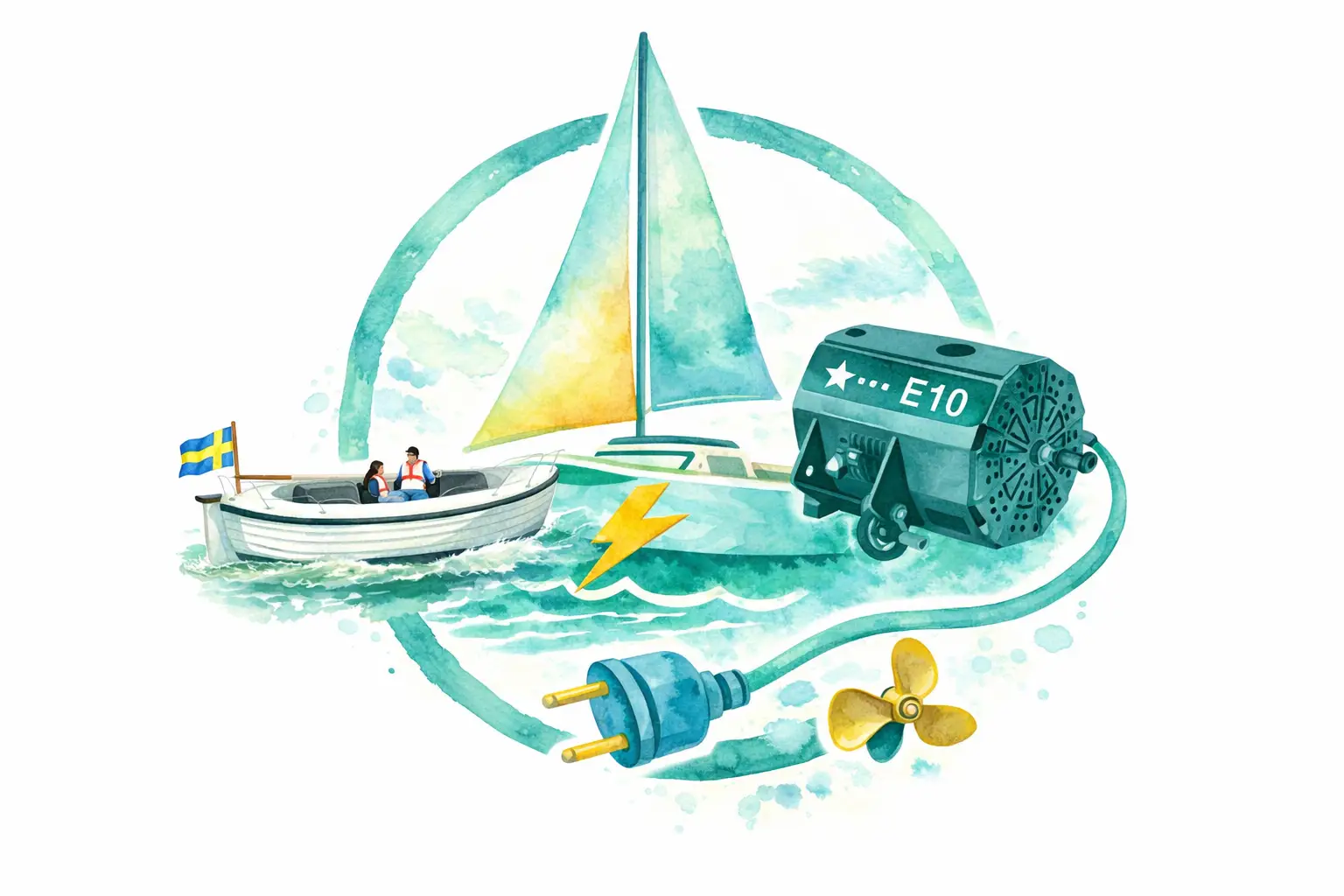 Snipa och segelbåt med EB10