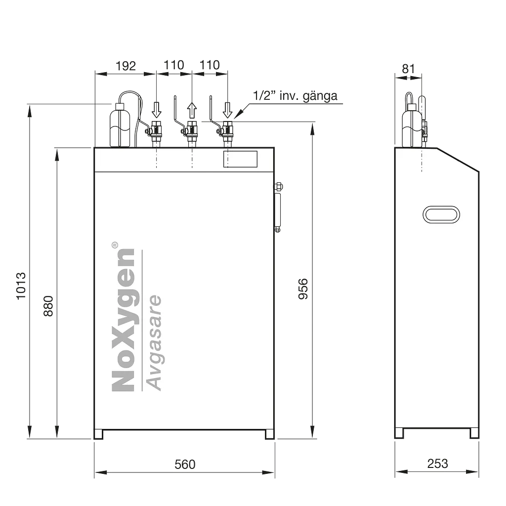 TTM NoXygen® M650 måttskiss