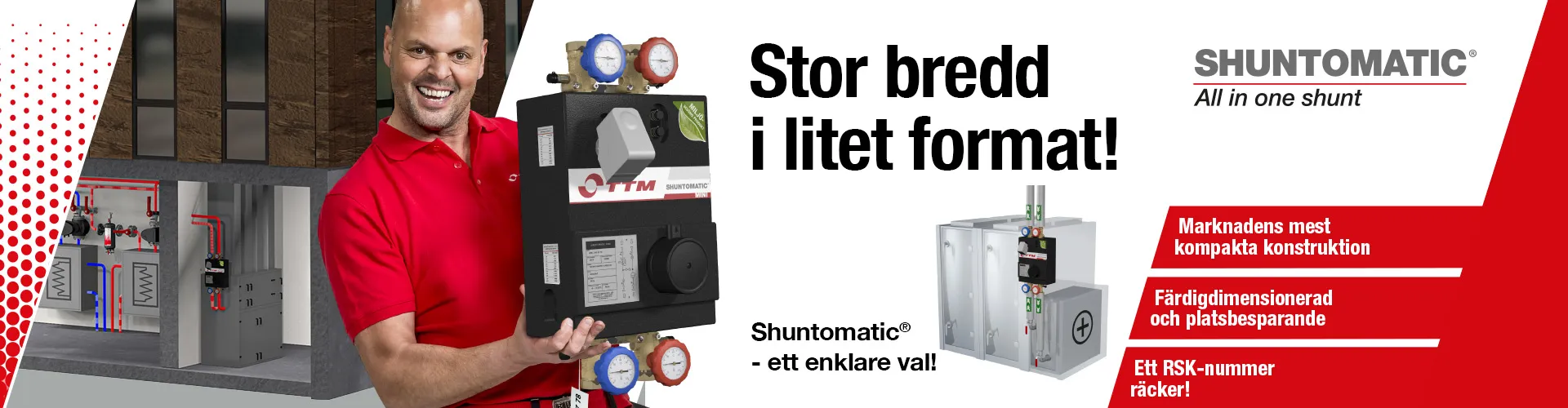 Shuntomatic® Mini är färdigdimensionerade shuntgrupper 